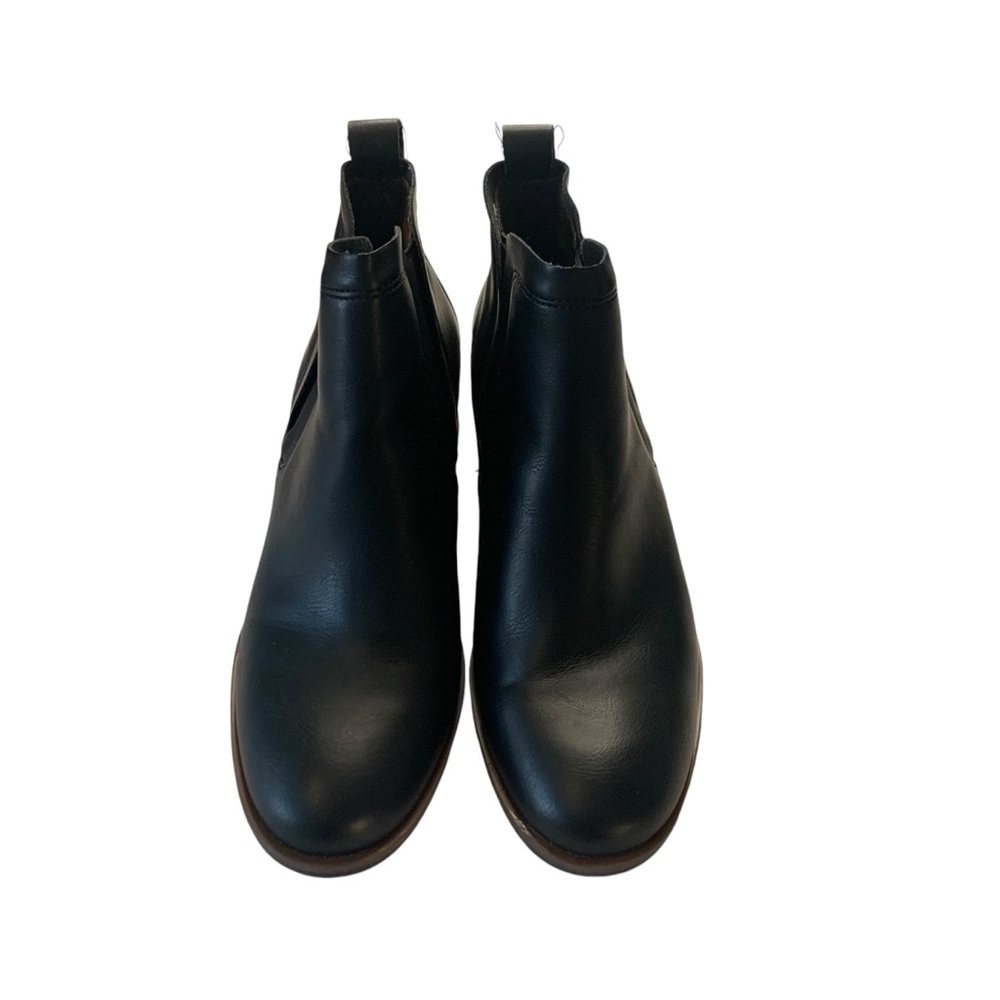 Korks Stacked Heel Leather Tea Black Ankle Bootie Shoes Womens Size 6M - Picture 2 of 8